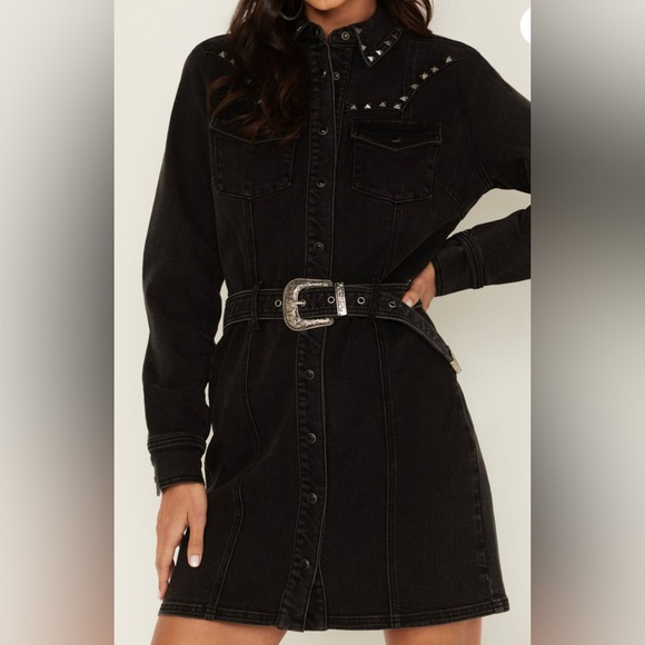 IDYLLWIND WOMEN'S WESTERN DENIM BELT DRESS - Picture 3 of 11